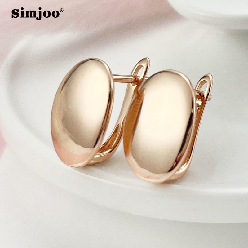 SIMJOO Rectangle Geometric Fashion Style Polished Rose Gold Color Earrings
