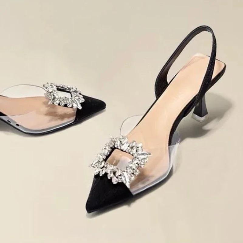 Crystal Transparent Women Shoes Woman Banquet Comfortable Solid Color Pointed Toe High Heels Fashion New Sexy Women's Pumps