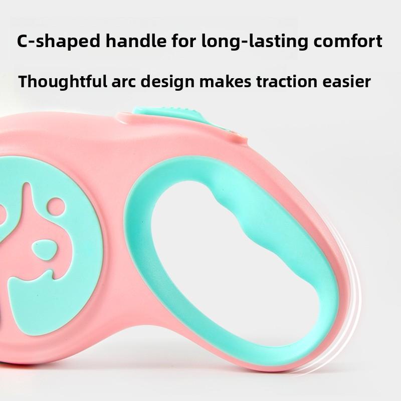 New Ins Type Pet Tow Rope with Macaron Ribbon Automatic Retractable Portable Anti Slip Handle Pet Tow Rope