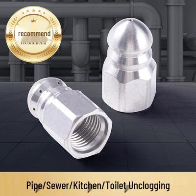 Stainless Steel Rotating Nozzle Drain Cleaner with 1/4 Quick Connect, High Pressure Rat Head