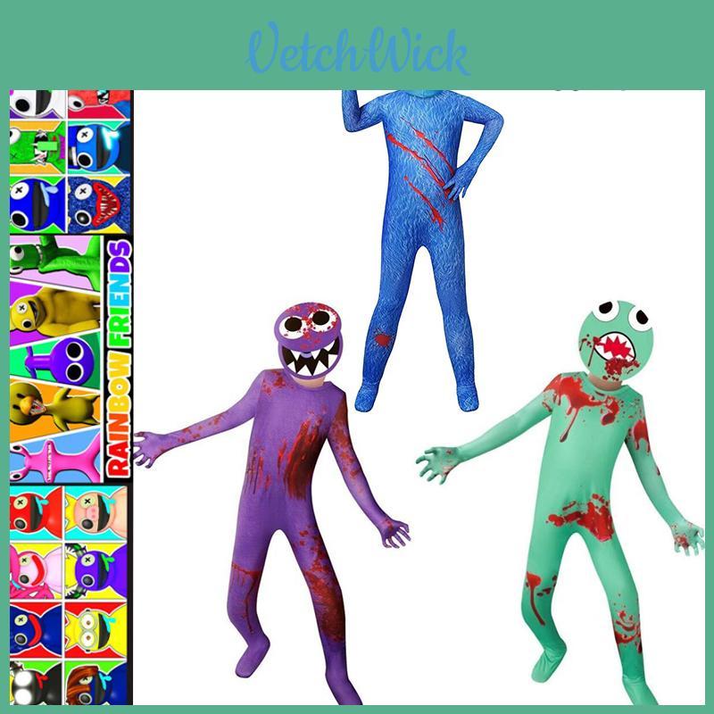 Buntes Roblox Rainbow Friends Cosplay Kostüm Jumpsuit für Kinder und Erwachsene