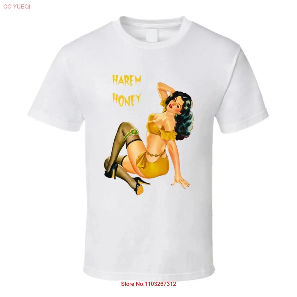 Harem Honey Retro T Shirt Vintage 50s 60s Sexy Pinup Girl Burlesque Model Vintage Casual Slightly Stylish Soft Homme