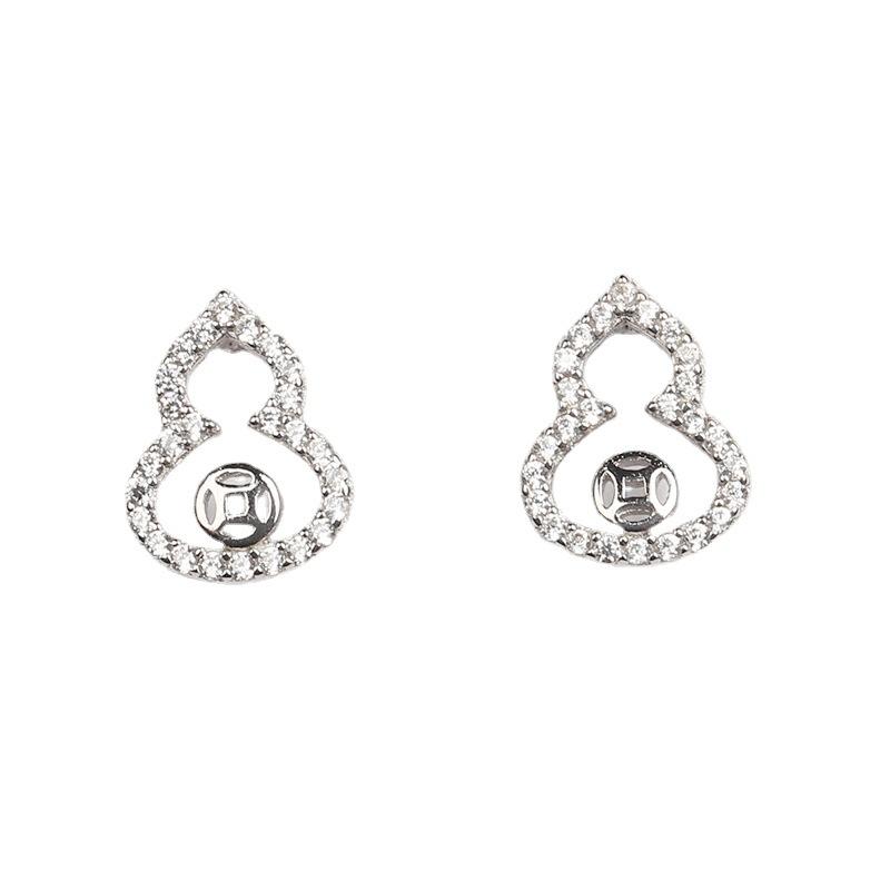 Diamond-encrusted Hollow Copper Coin Small Gourd Earrings Simple Women's Small and Exquisite Cold Style Retro Temperament Design