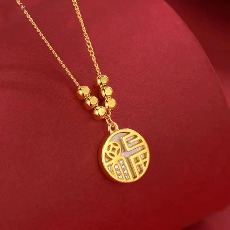 

Ожерелье из белой ракушки от бренда National Trend Fengfu для женщин, наполненное благословениями и инкрустированное камнями, в стиле ретро, женский свитер с цепочкой