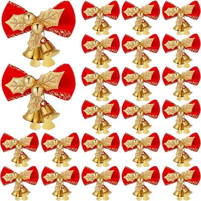 2Pcs Christmas Decoration Bow Bell Hanging Xmas Tree Ornament Garland Accessory for Home Decor Party New Year Gift 2026 Navidad