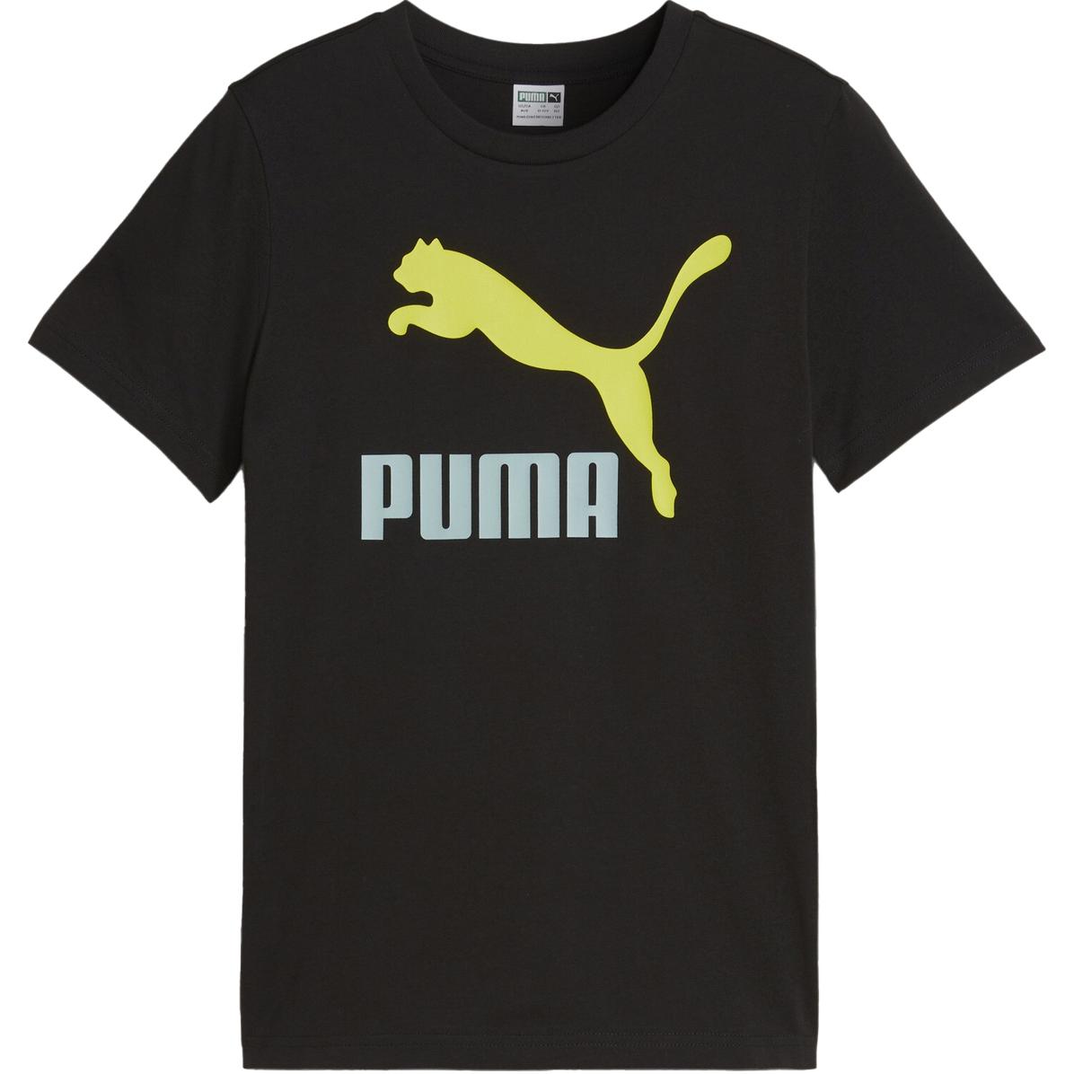

New PUMA CLASSICS T Shirt Black Tropical Lake Blue Kids 620484-56 110
