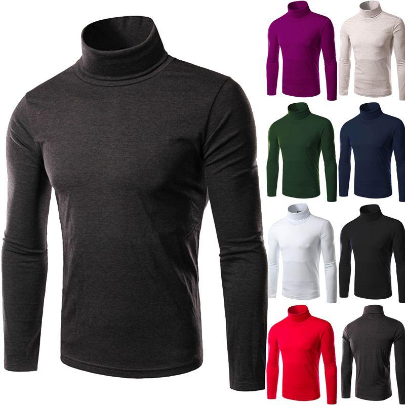 Classic Mens Slim Fit High Neck Knitted Sweater Comfortable Turtleneck Jumper