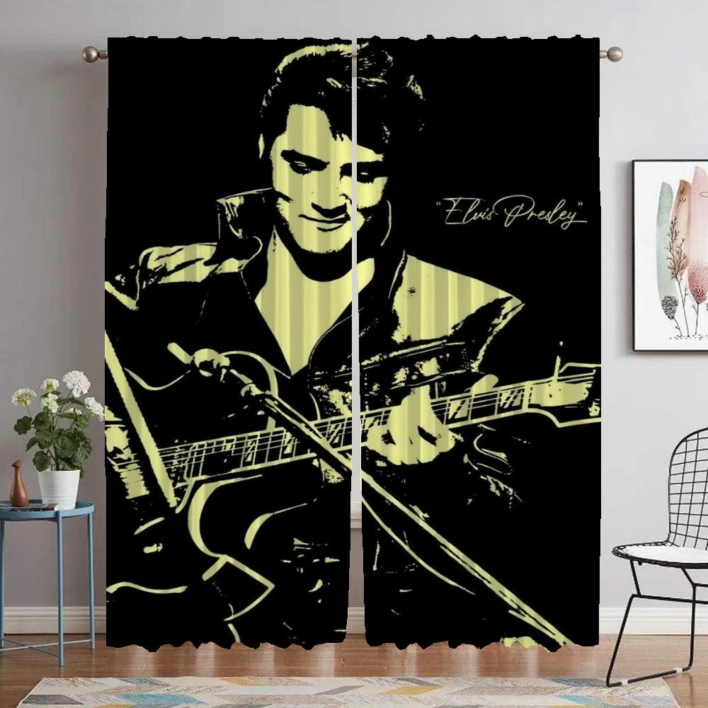 

Шторы для кухни Elvis Shades для гостиной, затемняющие шторы, 2 шт., тюль для спальни, элегантный дом для камеры W50xH70cmx2pcs-CL