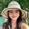 Handmade Weave Crochet Hat Summer Fisherman Caps Ins Straw Bucket Cap  Travel