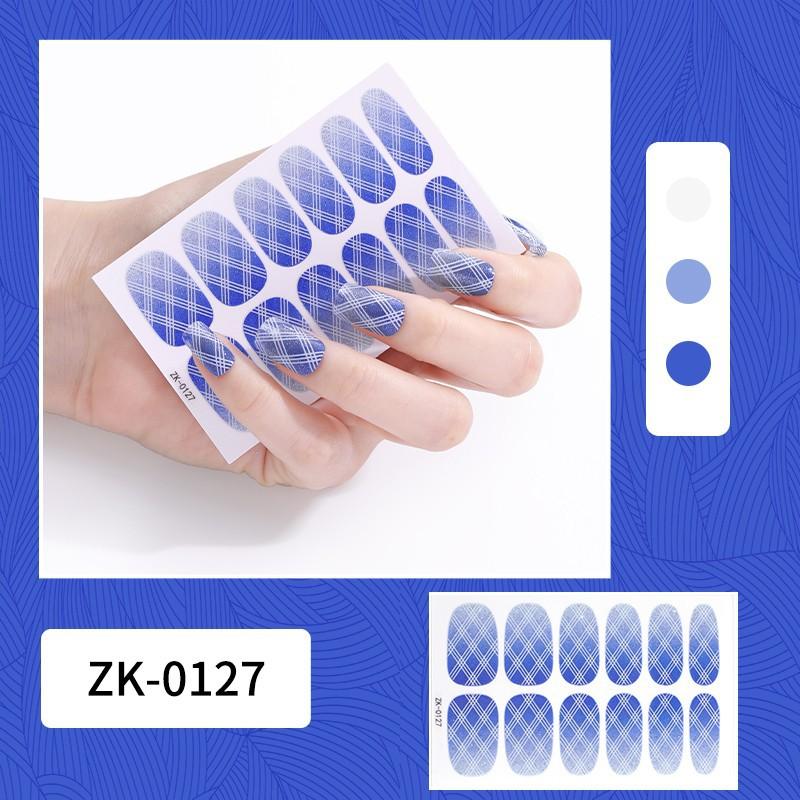 12-finger White No-Bake Nail Decal Fully Coated with Waterproof Long-lasting Nail Patch Simple Wind Nail Polish Adhesive