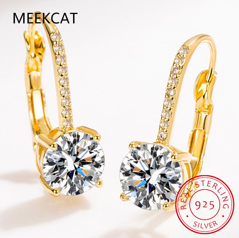 18K Gold 2 Carat Moissanite Hoop Earrings 8mm Lab Diamond Earring for Women Original 925 Silver Jewelry Huggies