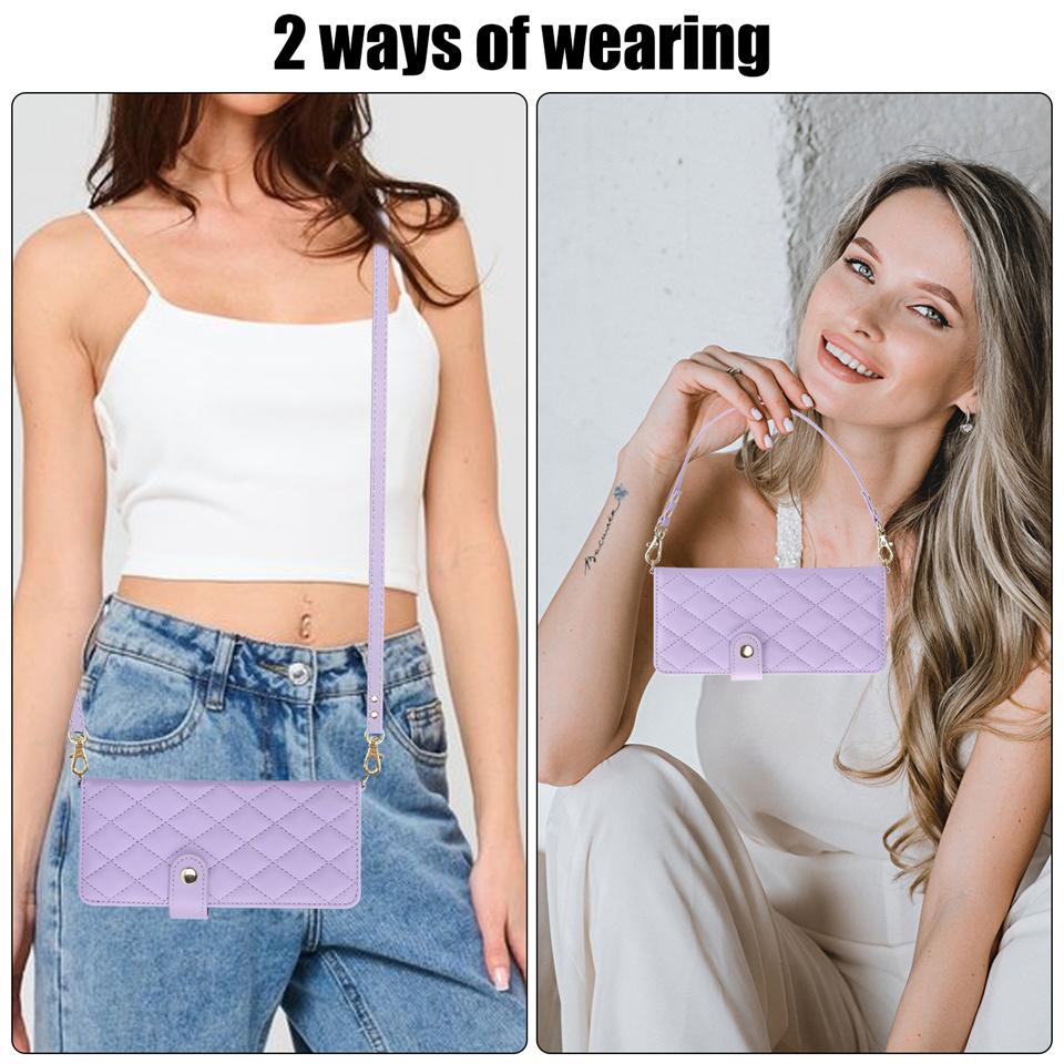 Lanyard Crossbody Pen Slot Multi Card Wallet Schultergurt Hülle für Samsung Galaxy Z Fold 5 3 4 Z Flip 5 Flip4 Flip3 Cover Luxus PU Leder Telefon B