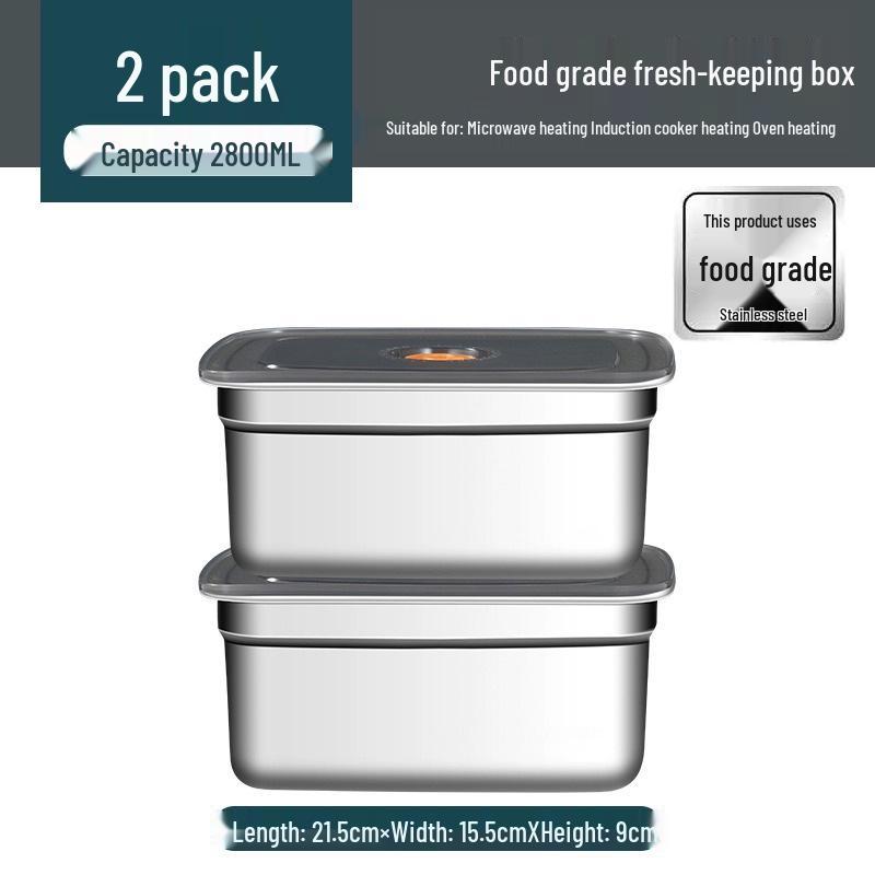 Stainless Steel Food Storage Box with Lid - Square Tray Lunch Container for Office Workers