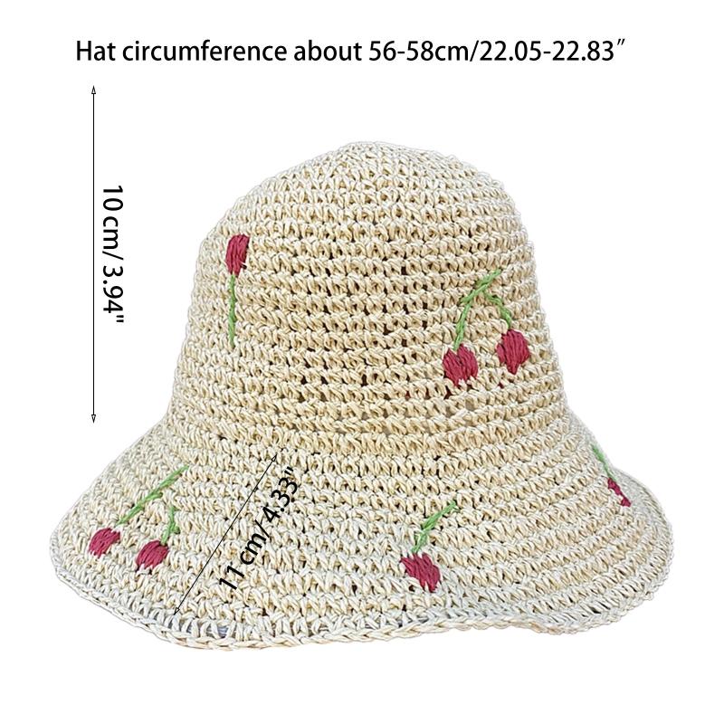 Women Crochet Bucket Hat Cute Ladies Outdoor Sports Fisherman Cap for Women Teenagers Casual Spring Summer Sunscreen
