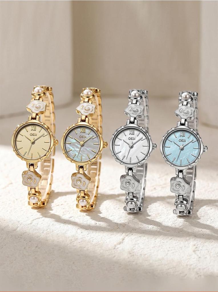 Gedi Rose Mother-of-Pearl Women's Quartz Watch - Niche Design, Waterproof, Elegant for Daily Commute