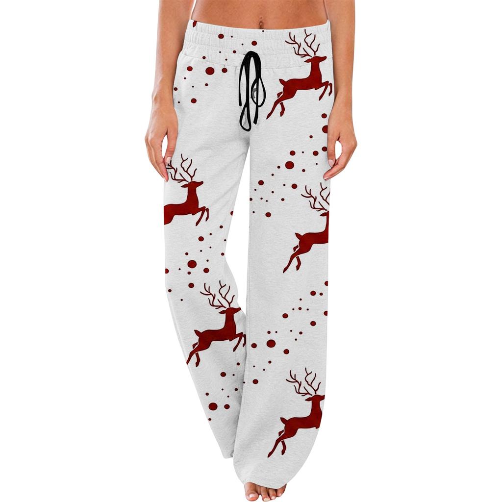 Women's Christmas Print Pajama Pants, Soft Casual Sweatpants for Holiday Lounging and Sleeping