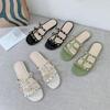 Mode Nieten Hohle Weiche Sohle Rutschfeste Verschleißfeste Hausschuhe Sommer Neu Runde Zehenpartie Flache Zehensandalen