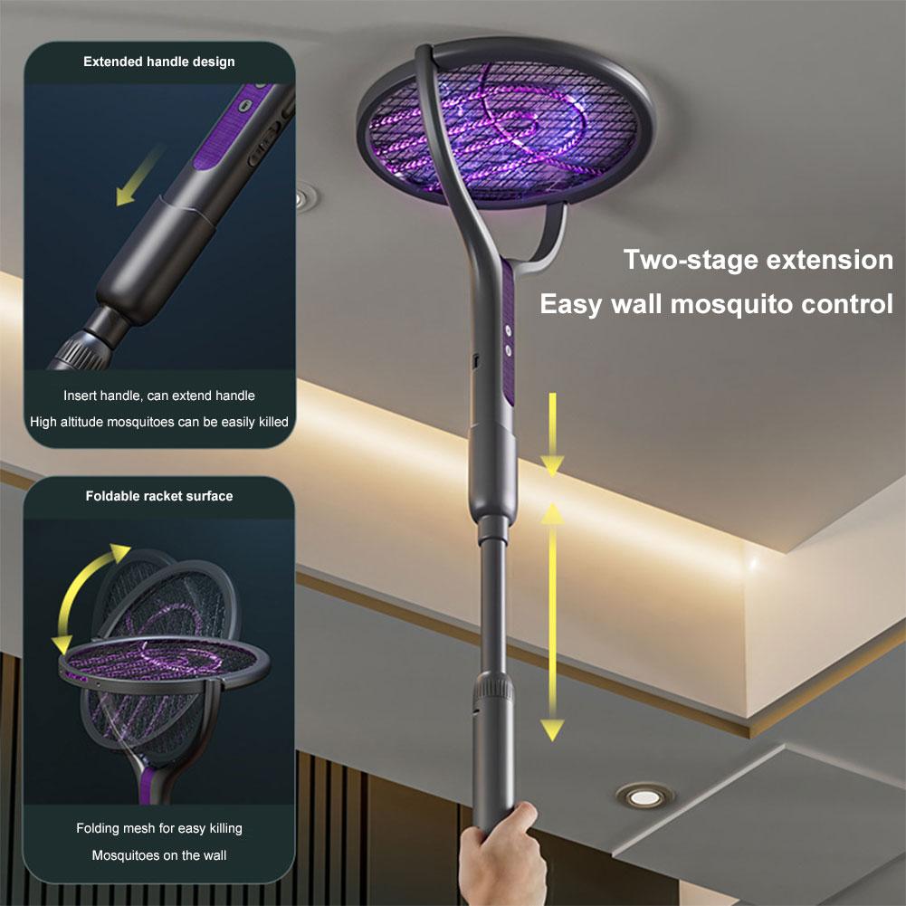 Rotating Head Electric Fly Swatter Rechargeable Fly Zapper 2 In 1 Fly Killer and Mosquito Trap Lamp for Indoor and Outdoor