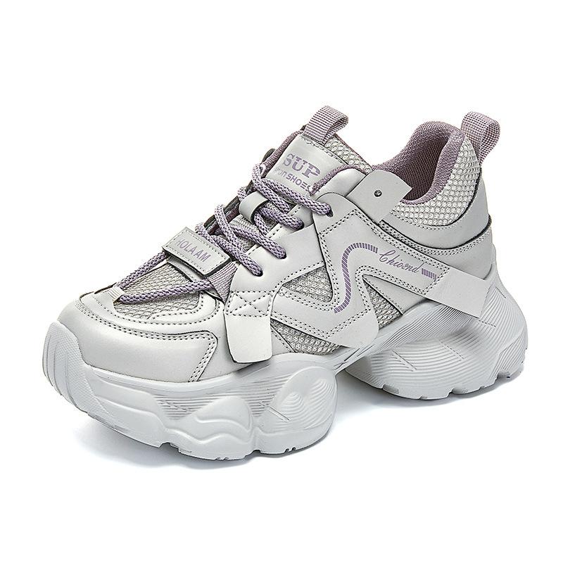 Thick-soled heightening dad shoes women's summer breathable mesh shoes 2025 new versatile ins sports women's running shoes show long legs