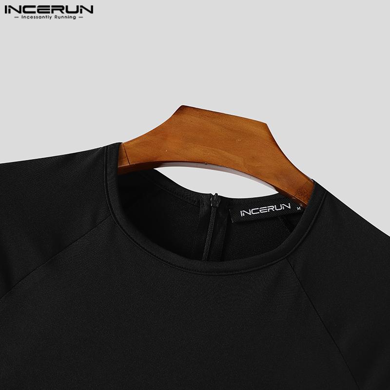 INCERUN Pánské Kombinézy s Krátkým Rukávem, Duté, Bandážované, Přiléhavé, Romper, Body