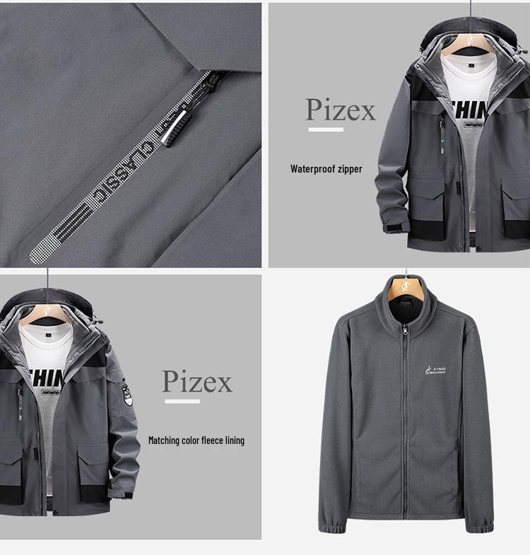 2023 European Winter Plus Size Waterproof Windproof Hooded Outdoor Two-piece Climbing Set