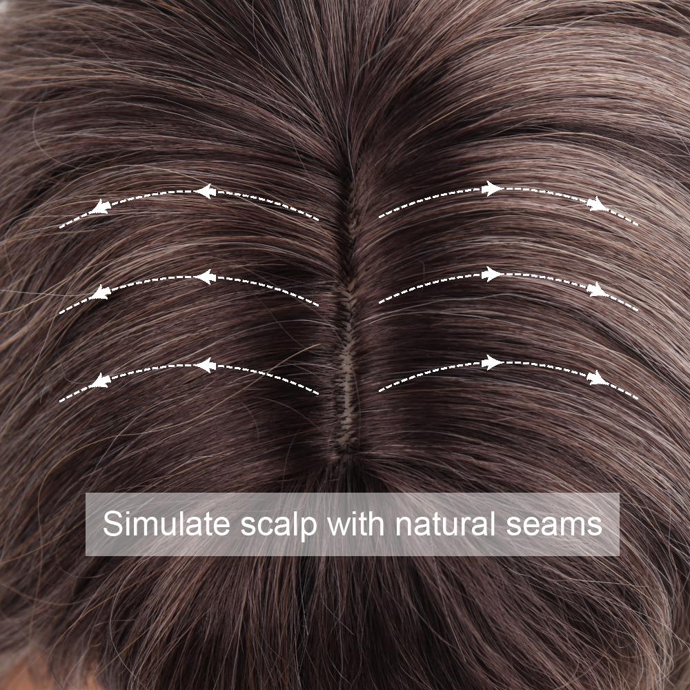 MISS WIG Ombre Hnědá Světle Blond Platinová Dlouhá vlnitá pro ženy Paruka na střední části vlasů Cosplay Přírodní teplu odolná syntetická paruka