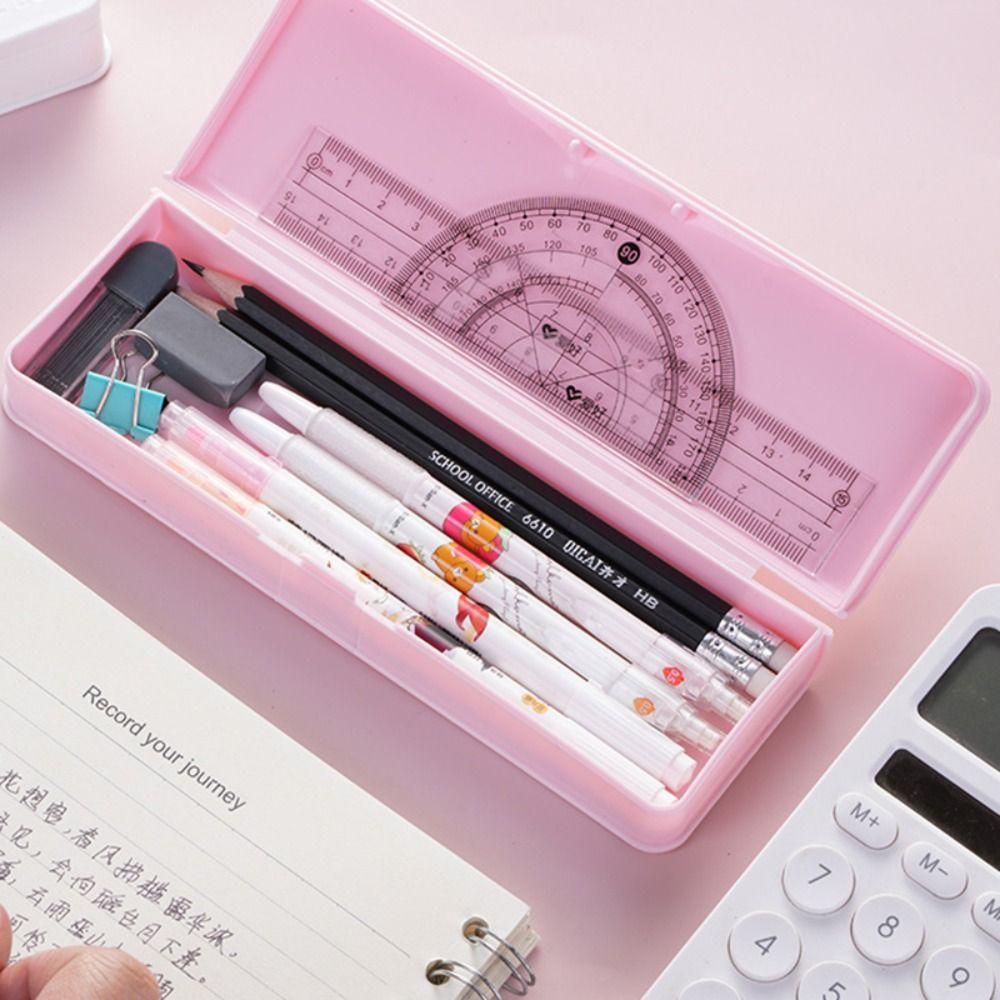 High Quality Plastic Pencil Case Portable Large Capacity Stationery Case Pen Box Elementary Students