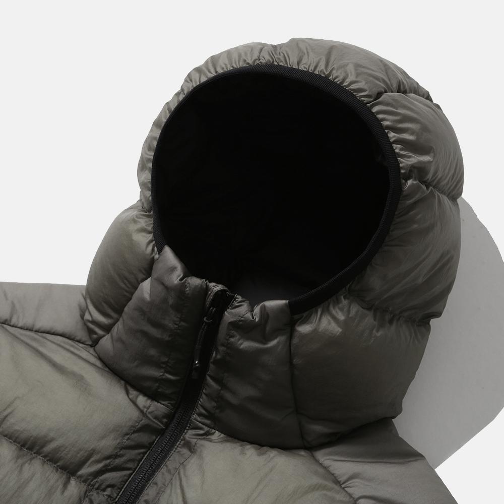 Moif [Aw25] Helium Hooded Down Jacket / Sheer Olive