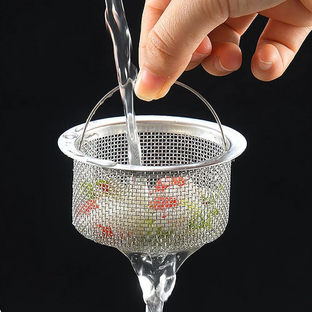 Kitchen Sink Garbage Filter Mesh Anti-block Sink Hair Food Catcher Reusable Stainless Steel Sink Drain Filter Net Easy Clean