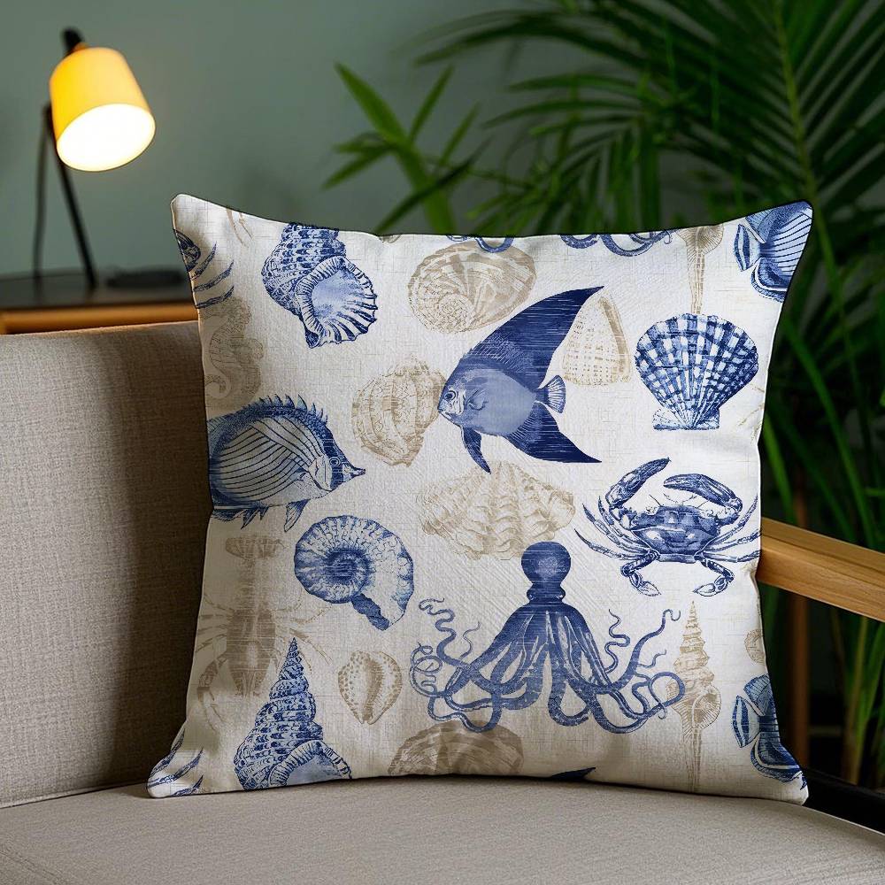 Pillow Case Oean Animals Sofa Short Plush Double-sided HD Printing Room Home Office Gift Cushion Cover