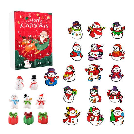 Weihnachts Schneemann Adventskalender 24-Tage Countdown Weihnachtsgeschenkset 2D Cartoon Schneemann Hängedekorationen