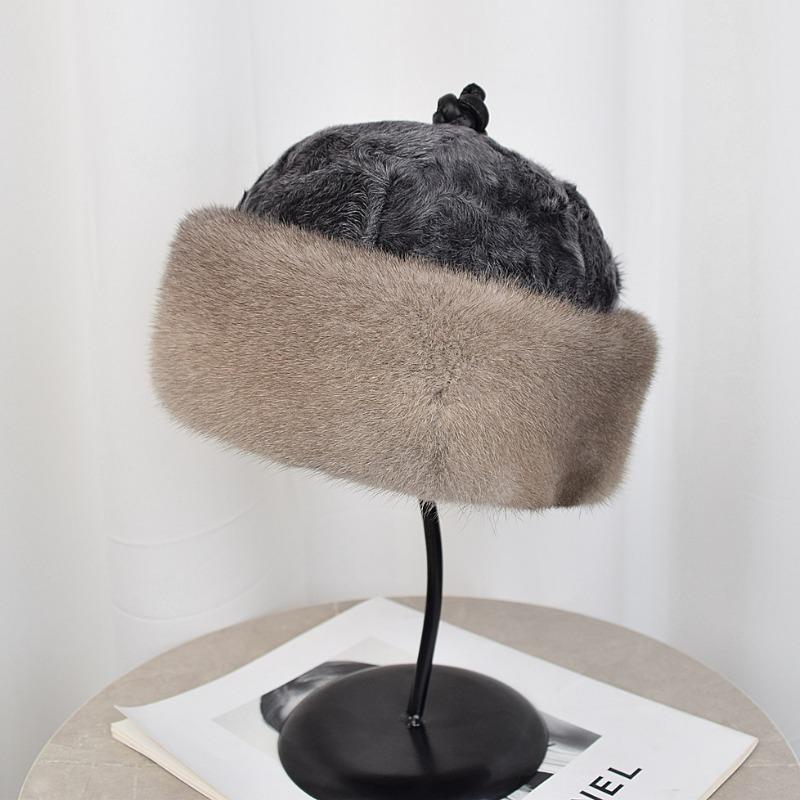 

Цельнокожаная норковая шапка мужская зимняя среднего и пожилого возраста меховая шапка норковая теплая белерианская шапка 59-61