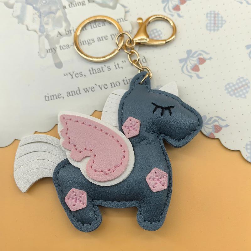 

Handmade Double-Sided Unicorn Pegasus Leather Keychain & Bag Charm Original Version Without Keychain