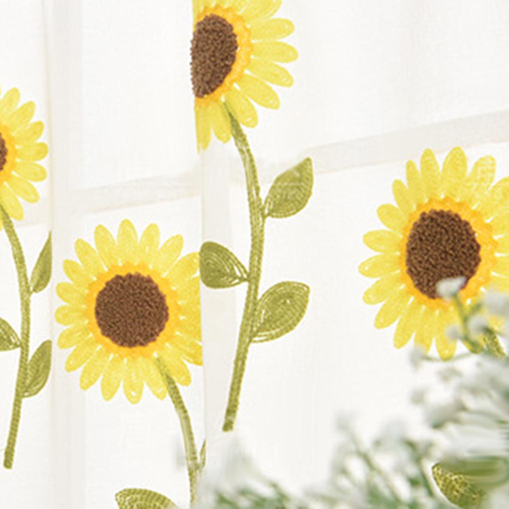 Sunflower Half Curtains Decorative Polyester Living Room Drape Valance Balcony Drapes Screening Home Decoration 0.8x0.5m