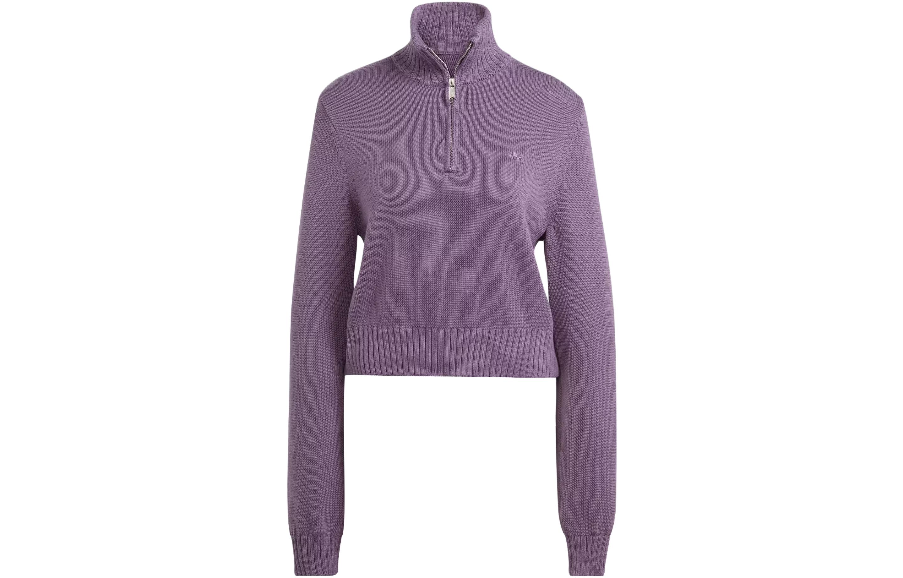 Adidas Originals Premium Essentials Half Zip Knitwear Women s Dark Gray Violet IJ8296 XL