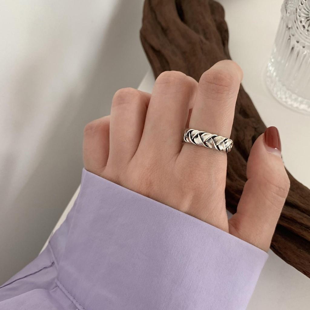 Minimalist Unique Womens Silver Ring With Elegant Geometric Shape Adjustable Size