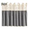 Dustproof Oven Handle Protector Farmhouse Stove Skirt, Plaid Crochet Lace Curtain, Rustic Kitchen Cabinet Decoration Skirt Curtain with Ties