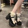 Mary Jane Small Leather Shoes, Sweet and Cool Bow High Heels, Women's Spring and Autumn 2025 Explosion, One-word Buckle Jk Cute Single Shoes