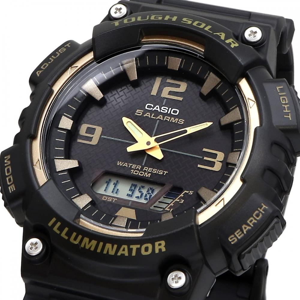 Casio CASIO Tough Solar Ana-Digi Quartz Watch AQ-S810 Series Men's Overseas Model (Black X Gold AQ-S810W-1A3V)
