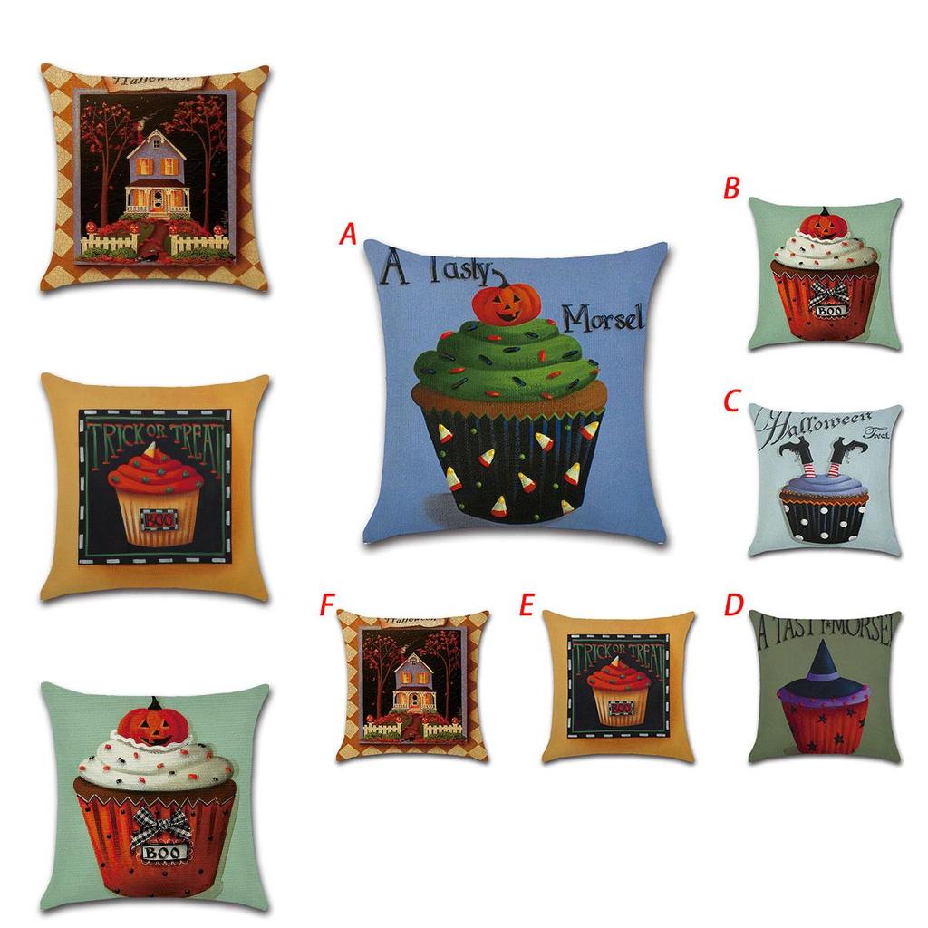 Kürbiskuchen Leinen Kissenbezug für Halloween Heimdekoration**