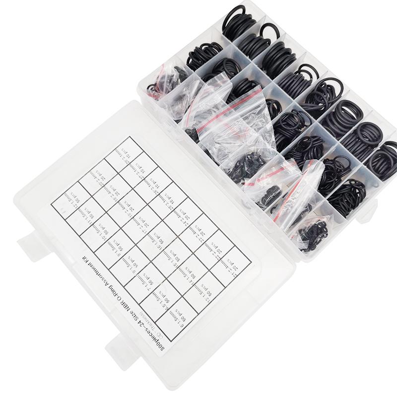 800Pcs Black Rubber O-Ring Assortment Set Gasket Seal Kit Washers 6-28mm 24 Size