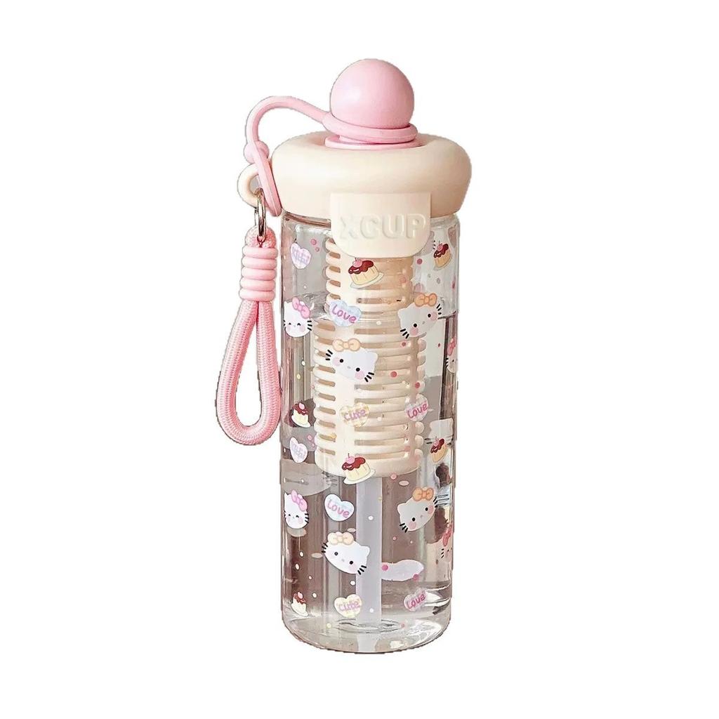 Water bottle1011 spring new high-value cute cartoon large-capacity children's straw cup portable large-capacity plastic cup