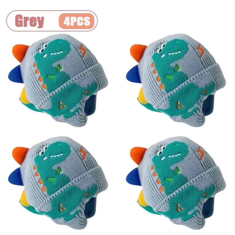 1-4 STÜCKE Warme Winddichte Dinosaurier Strickmütze mit Ohrenschutz Weiches Garn Herbst Winter Kopfbedeckung Modeaccessoire für Kinder