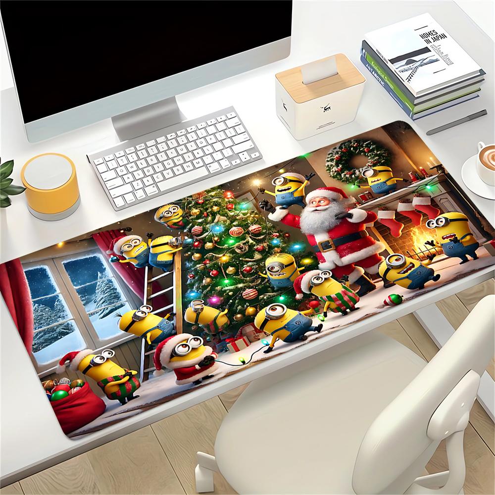 Christmas Minions Celebration Large Gaming Mouse Pad Nonslip Rubber Base Waterproof Desk Mat For Office Pc Laptop