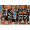 Halloween Skeleton Print Exposed Buttocks Beach Shorts for Men, Retro Skeleton Print Halloween Party Parody Swim Trunks