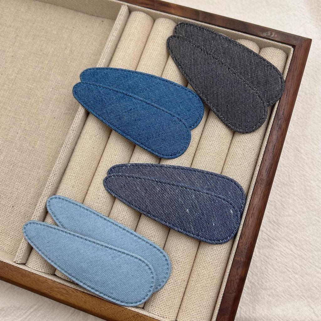 Korėjietiško stiliaus džinsinio mėlynumo kirpčiukų plaukų segtukas - Paprastas geometrinis audinio plaukų segtukas mergaitėms