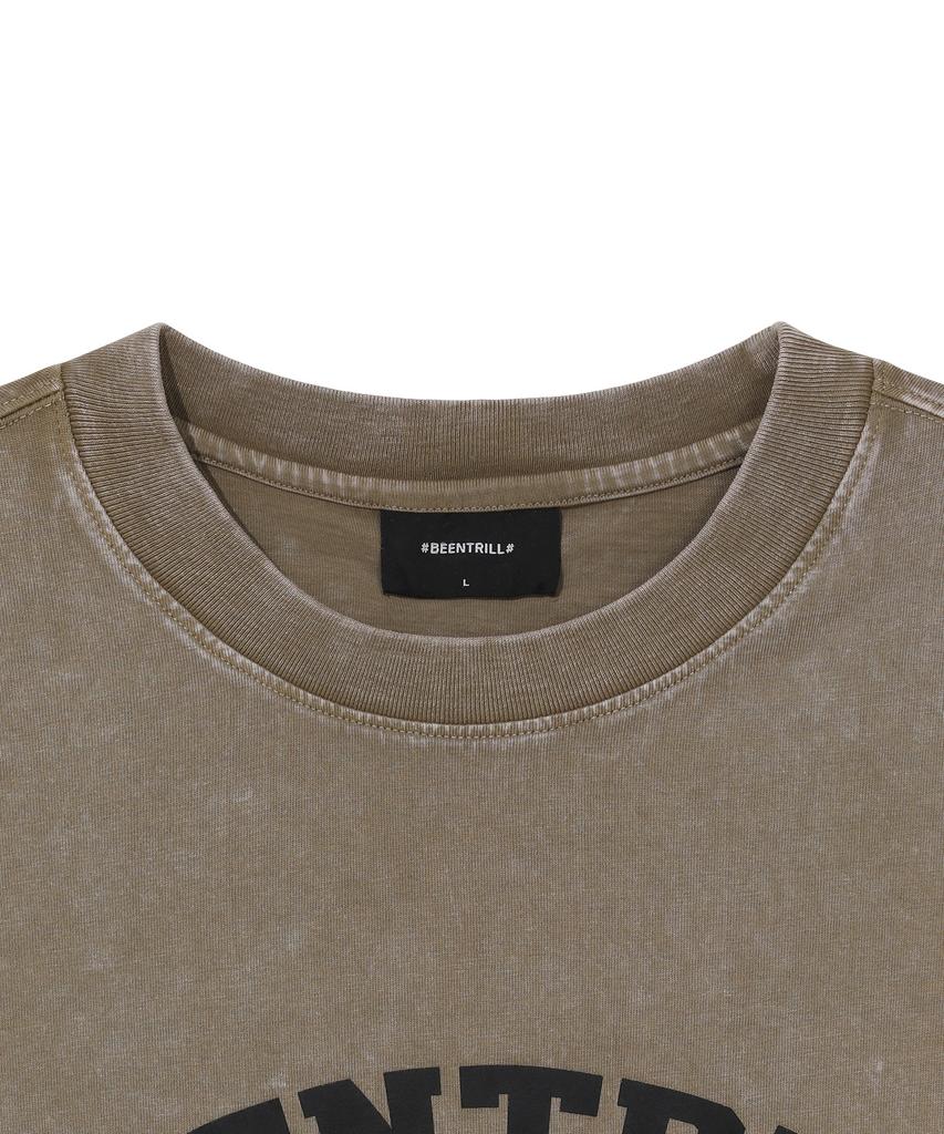 BEENTRILL Arch Logo Hashtag Pigment T-Shirt (Khaki)