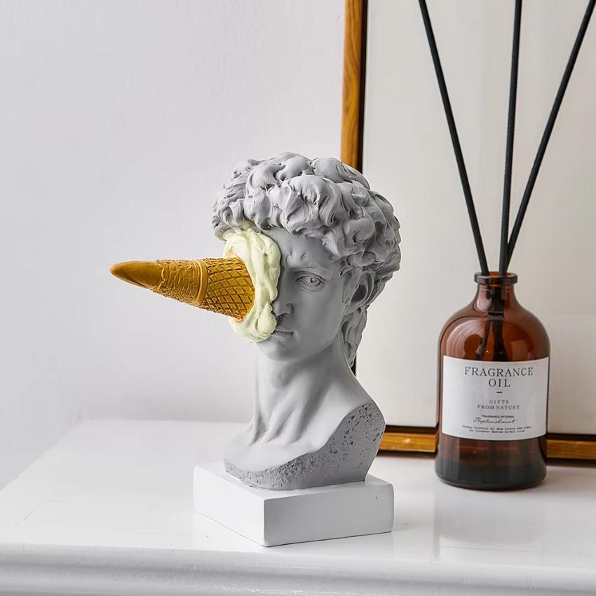 Sculpture Office Bookshelf Desktop Art Decoration David Statue Modern Nordic Figure Ornament Ice Cream David Figurine Home Decor