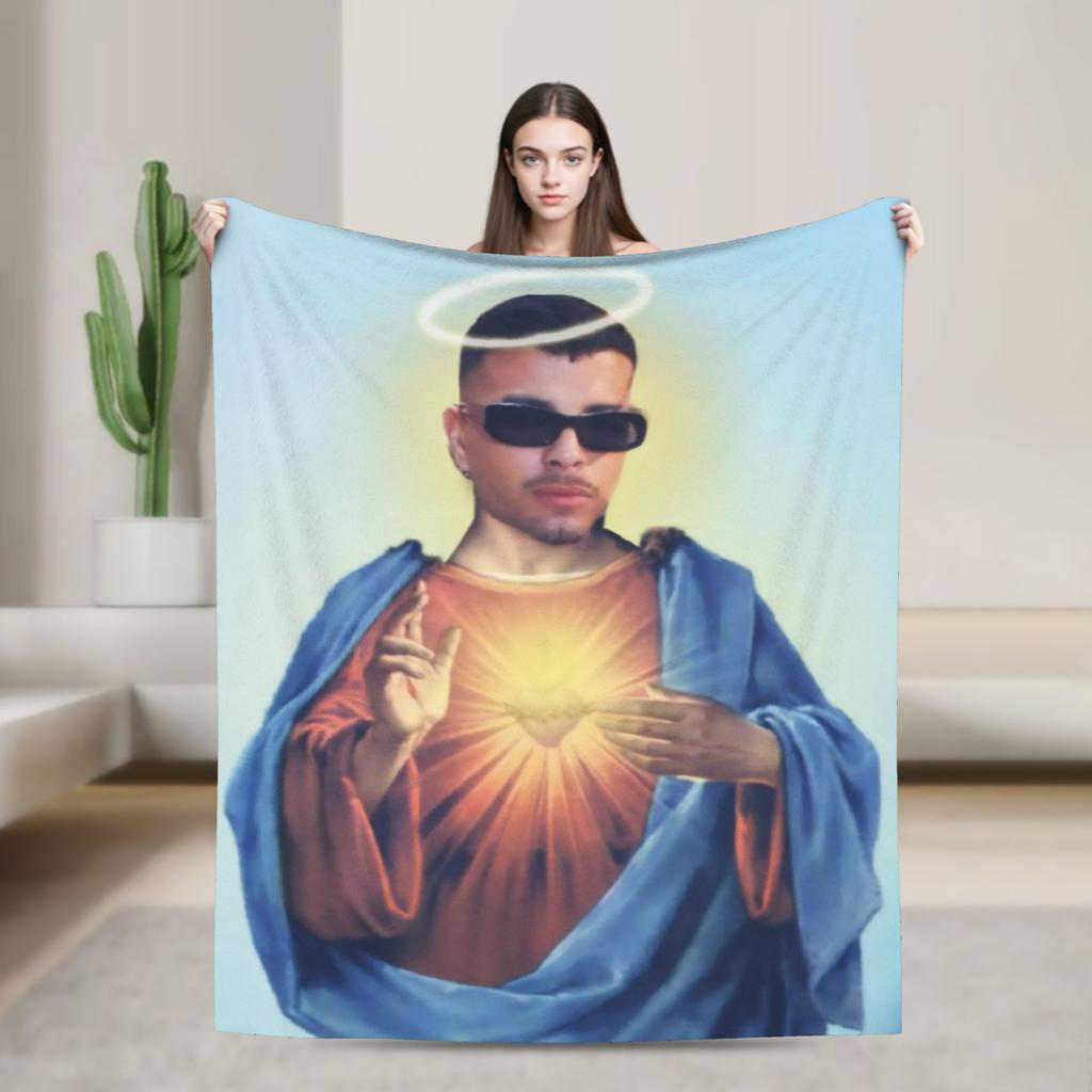 Stylish Rauw Alejandro Singer Rapper Flannel Blanket Soft Durable Throw Blanket for Living Room Decorative Bedspread Bed Cover
