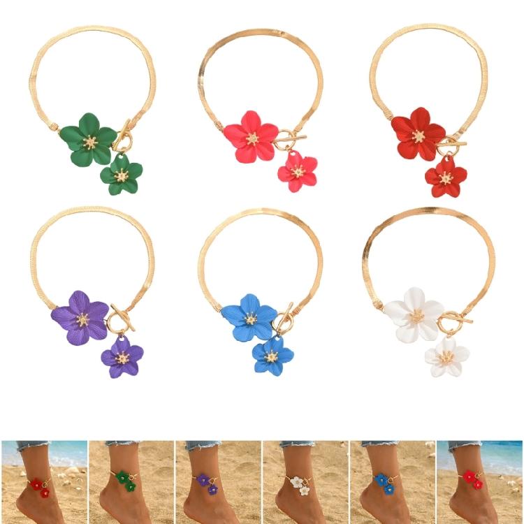 Stylish Flower Ankle Jewelry Secure Adjustable Closure Iron Chain for Casual Outfits Festivals Gifts for Lovers